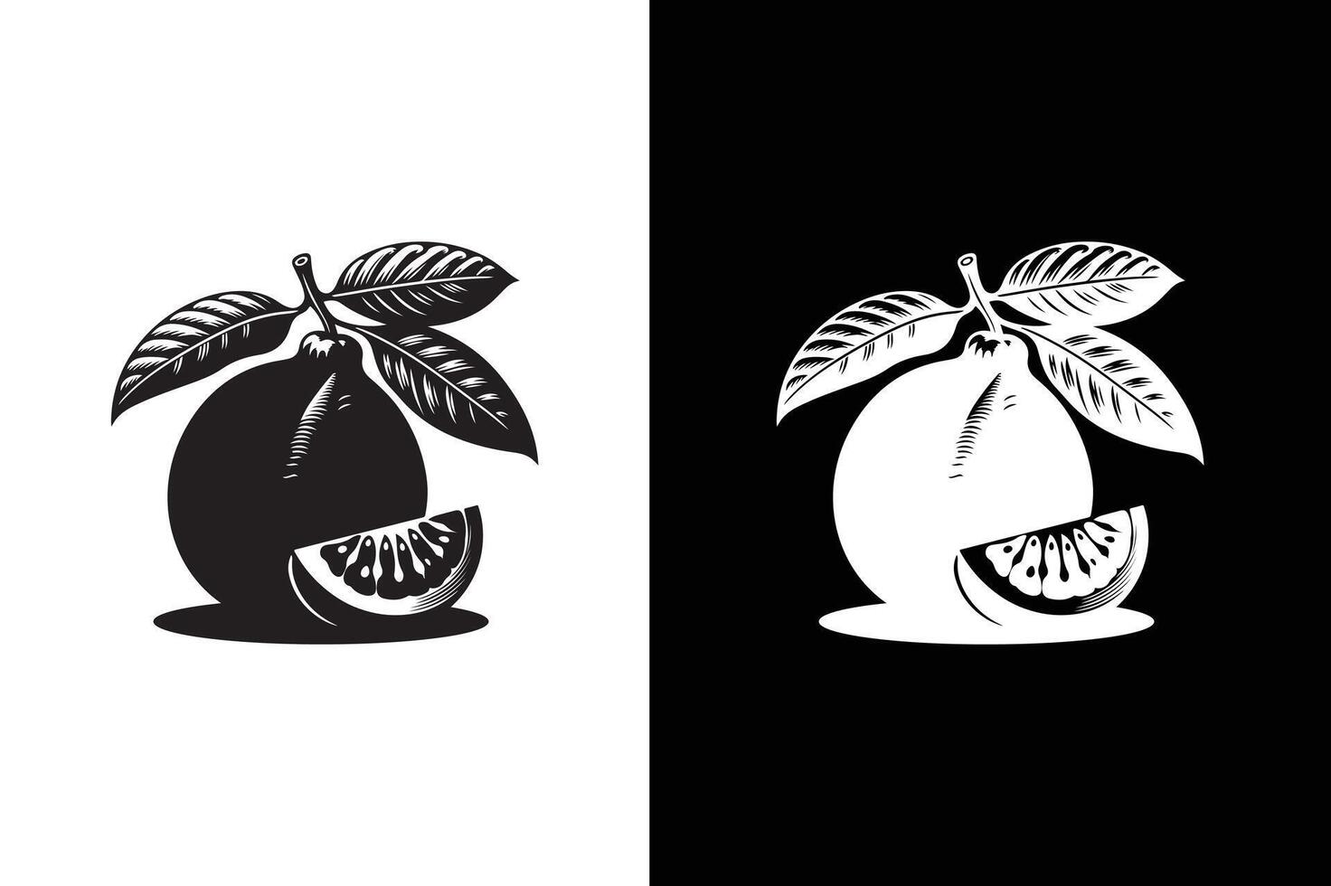 Guava Icon silhouette. Guava Fruit food symbol in a black white vector