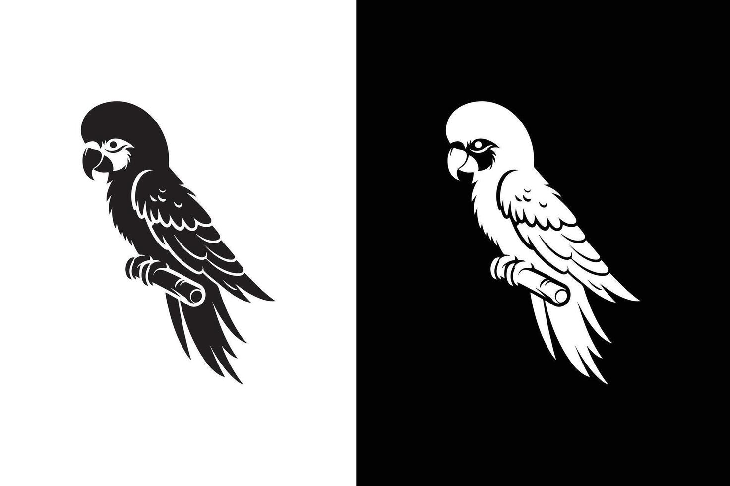 Isolated silhouette icon of a parrot. Black bird element on a white background. Parrot Silhouette vector