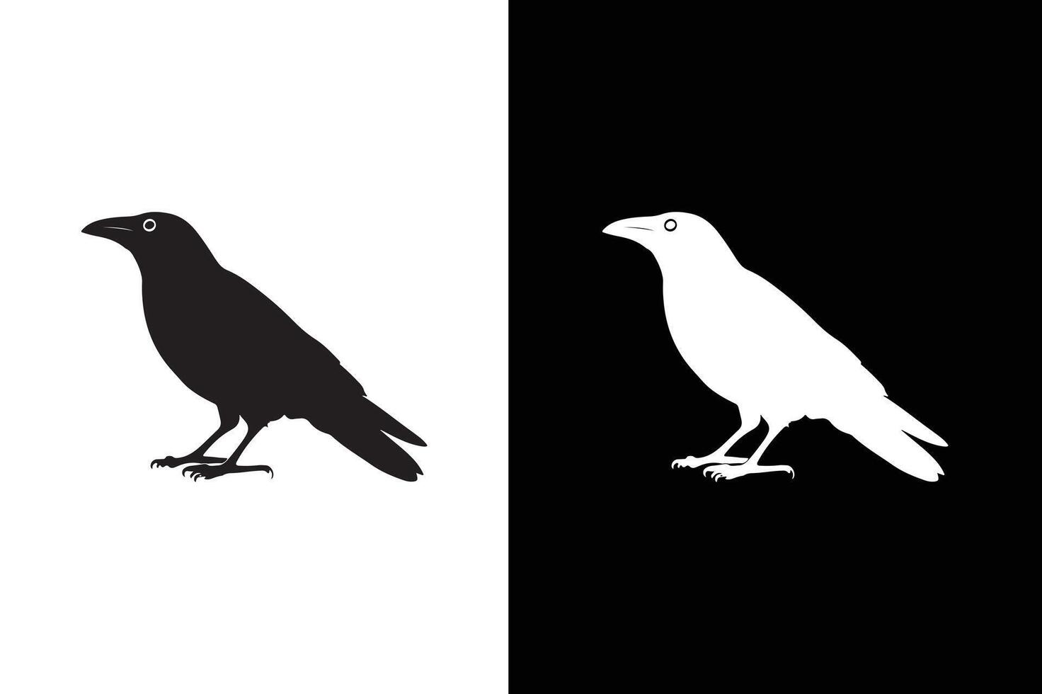 Black Crow icon silhouette. of crow design. Raven silhouette Flat Icon illustration vector