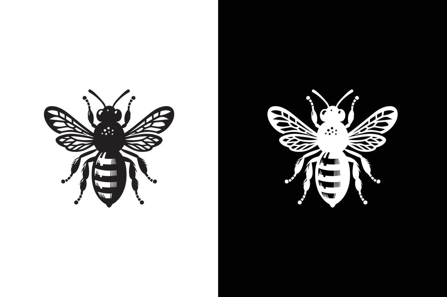 Bee icon silhouette of an insect Isolated on a white black background. Simple black and white bee icon silhouette vector