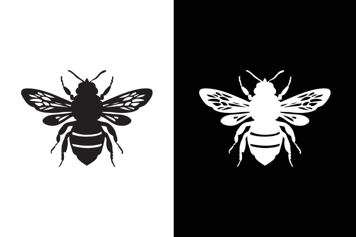 Bee icon silhouette. Bee silhouette of an insect Isolated on a white background. vector
