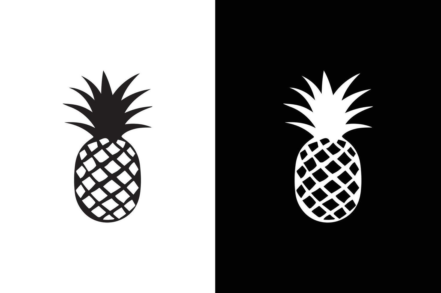 Pineapple Fruit Icon silhouette Editable Stroke. Fruit collection in Black and White background. vector
