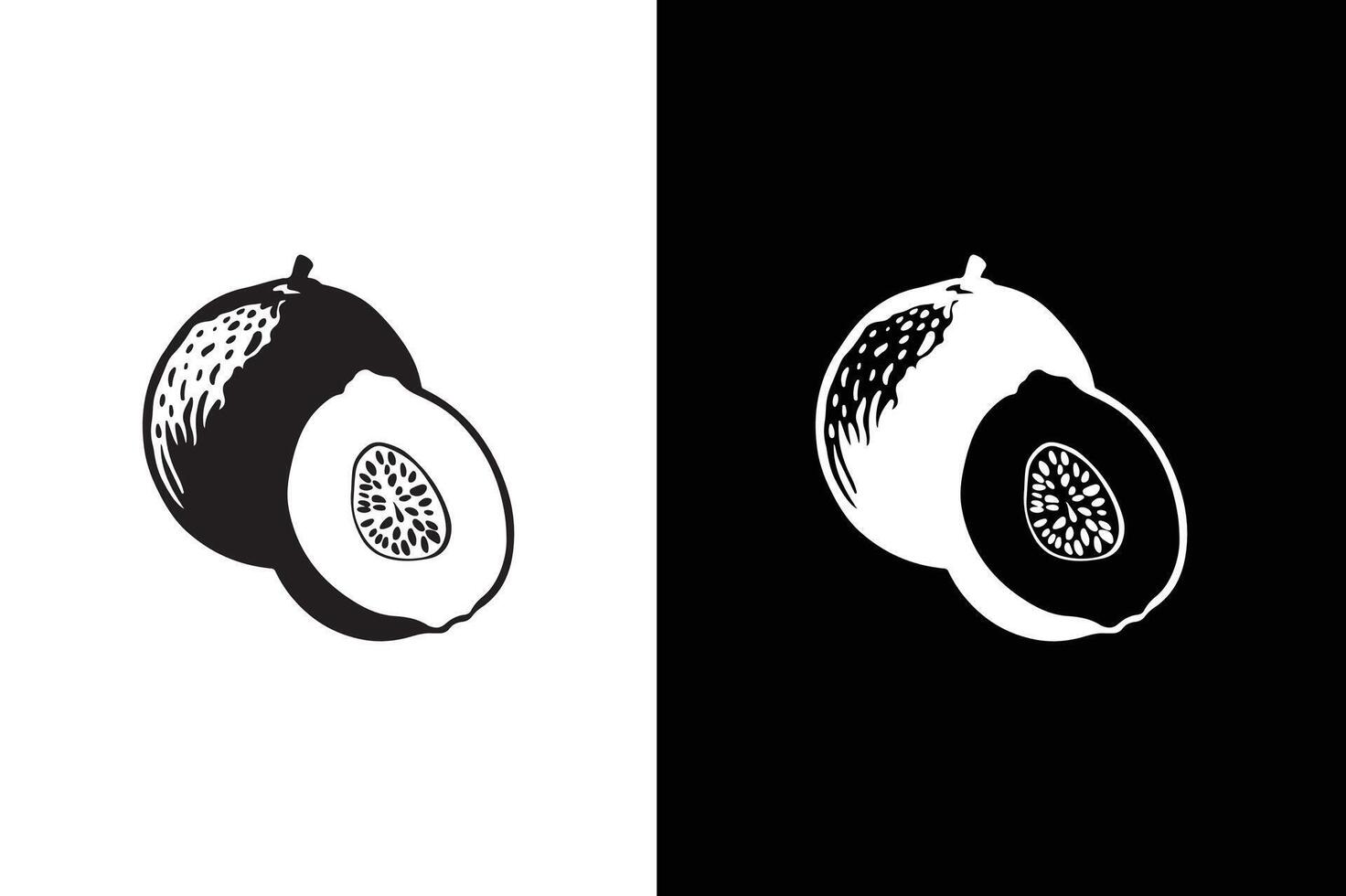 Guava Icon silhouette. Guava Fruit food symbol in a black white style. vector