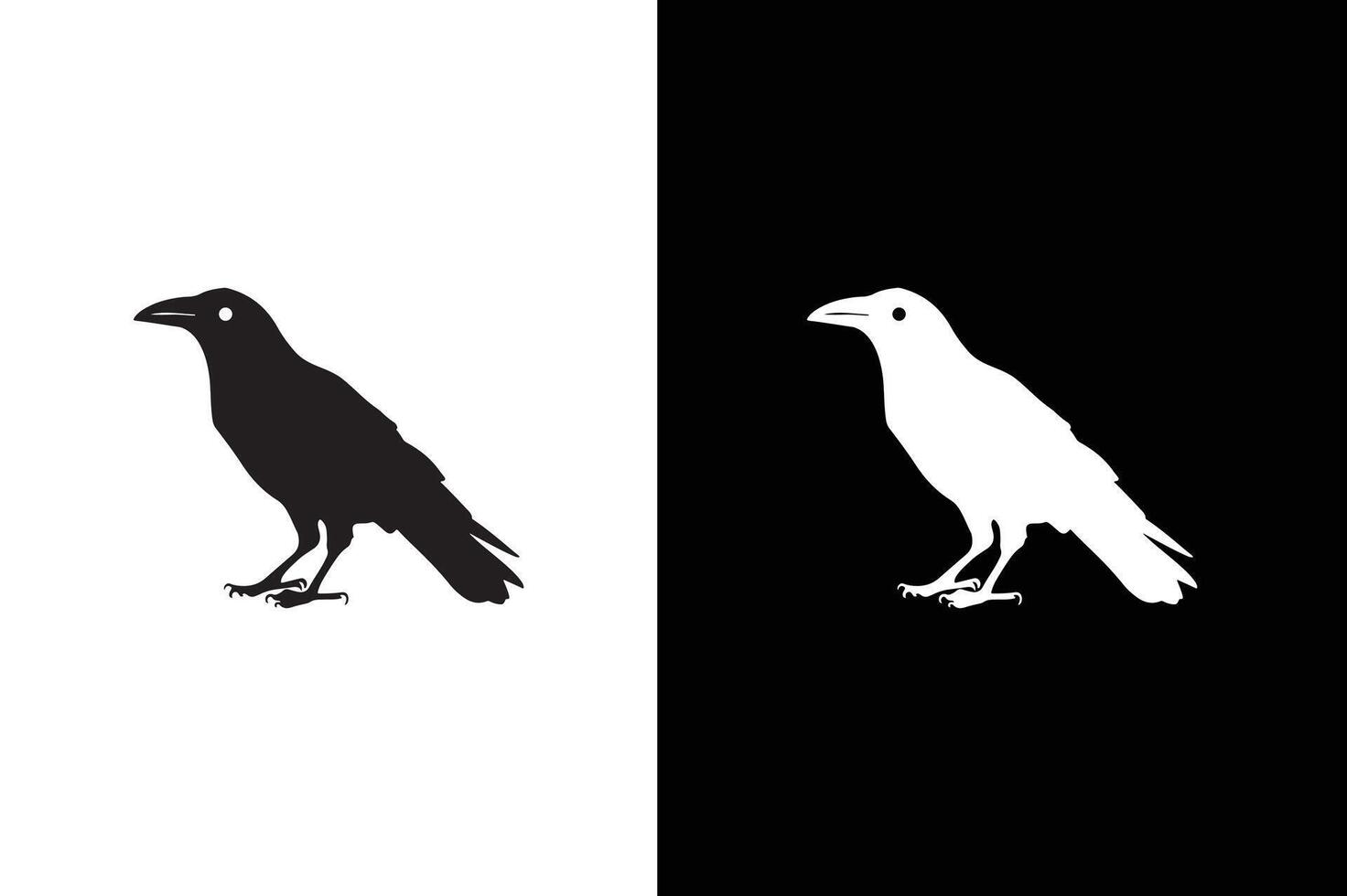 Crow icon silhouette. of crow design. Raven silhouette Flat Icon illustration Black white vector
