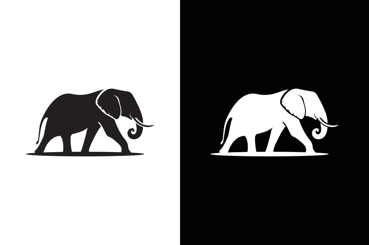 Elephant wild animal icon silhouette , sign, symbol, logo, editable stroke, flat design style isolated on black white background. vector