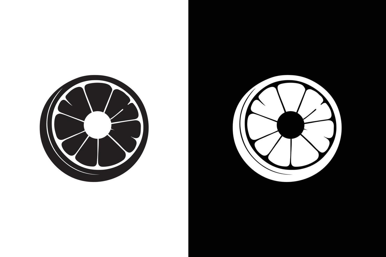 Orange silhouette illustration. lemon, orange icon in flat black style, isolated on white black background vector