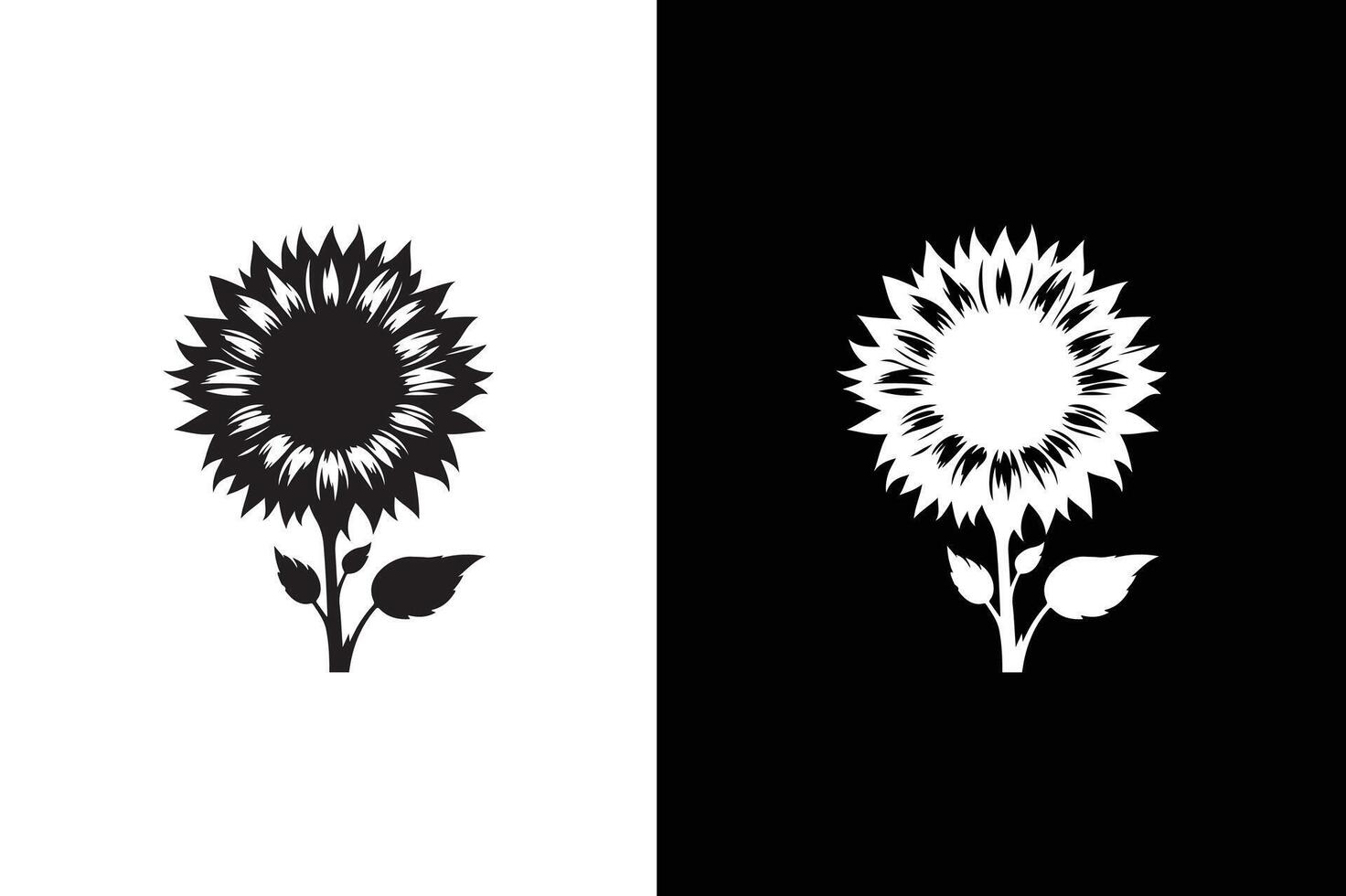 Sunflower icon silhouette illustration. Sunflower element. Black and white background vector