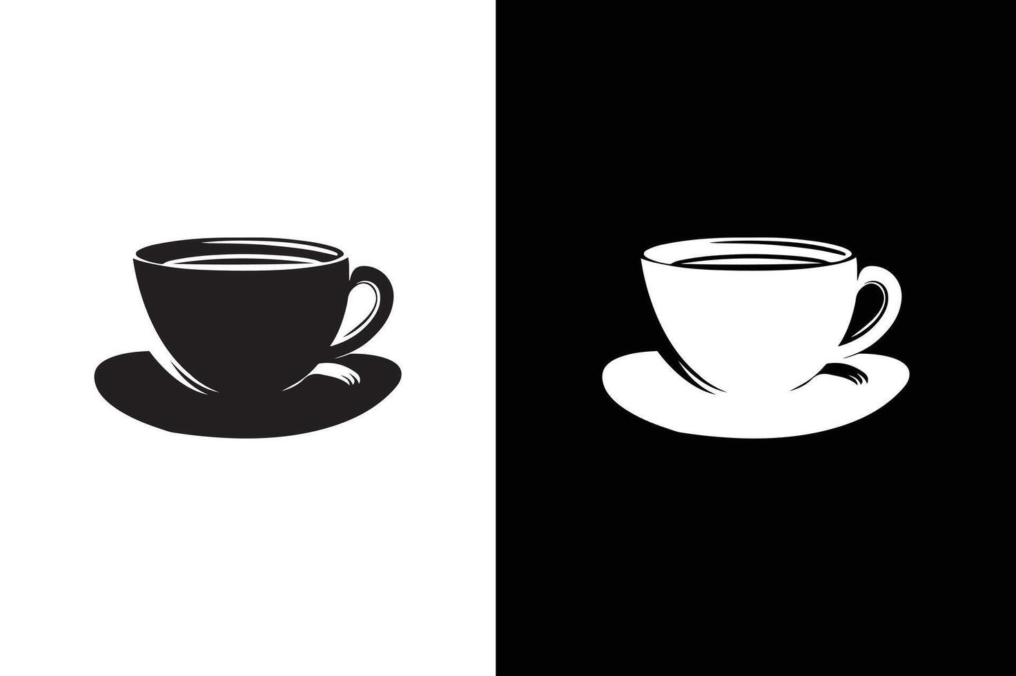 Set of cups. Coffee cup icon silhouette. Cups of coffee tea symbol collection. Illustration black white background. vector