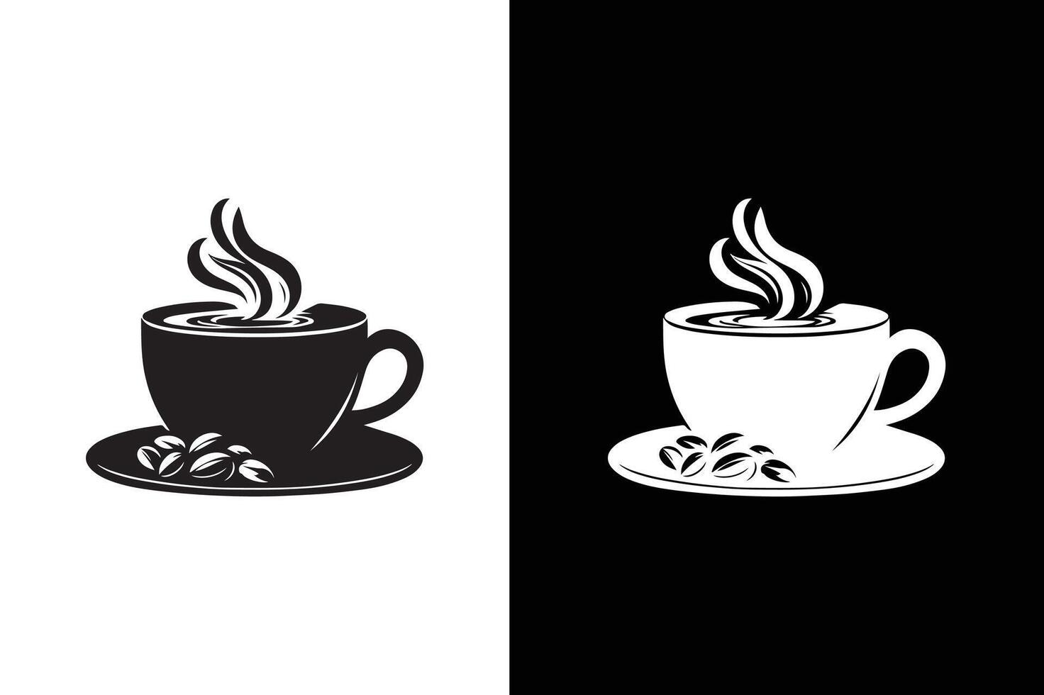 Coffee cup icon silhouette. Cups of coffee symbol collection. Illustration black white background. vector