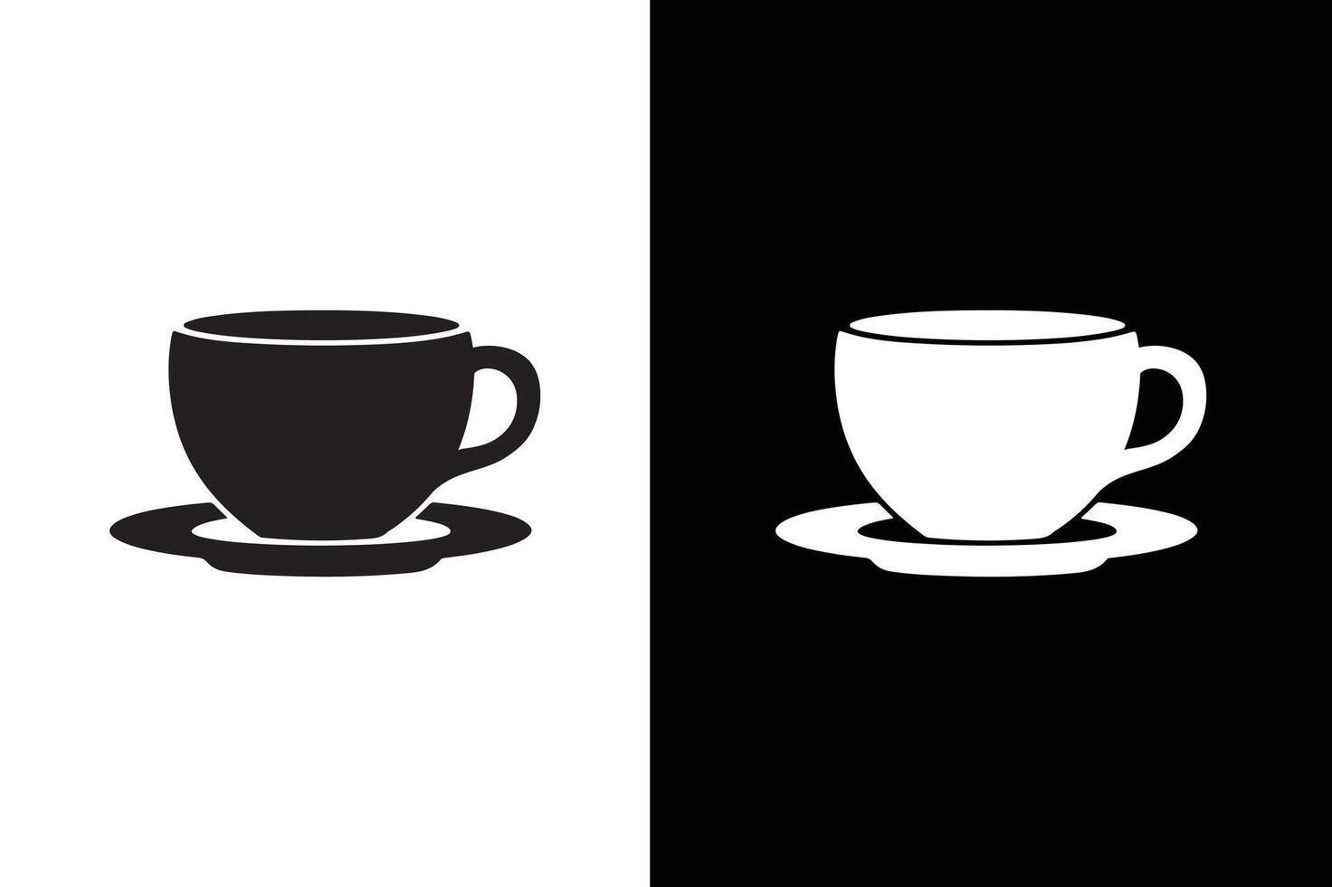 Coffee cup icon silhouette. Cups of coffee tea symbol collection. Illustration black white vector