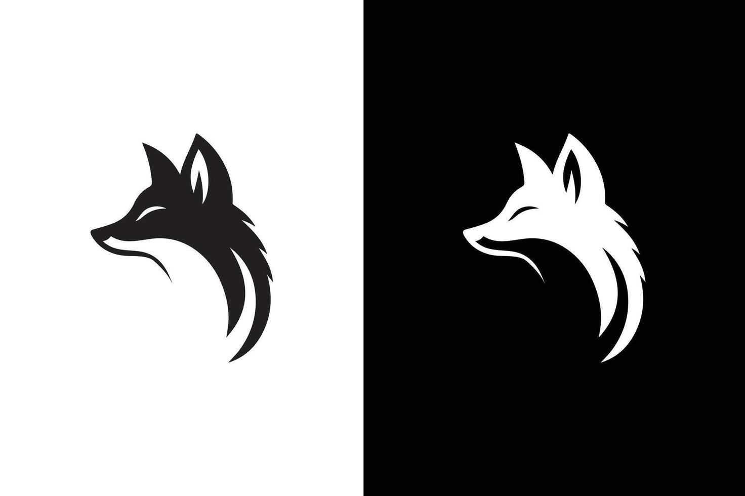 Fox icon silhouette isolated images of wild animals. Fox silhouette isolated on black background vector