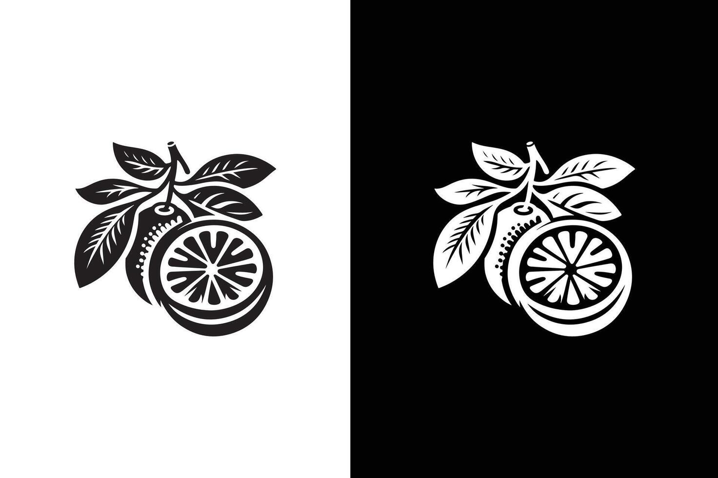 Orange icon silhouette illustration. lemon, orange icon in flat black style, isolated on white black background vector