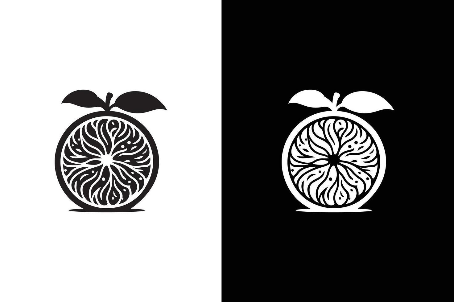 Orange silhouette illustration. lemon, orange icon in flat black style, isolated on white black vector