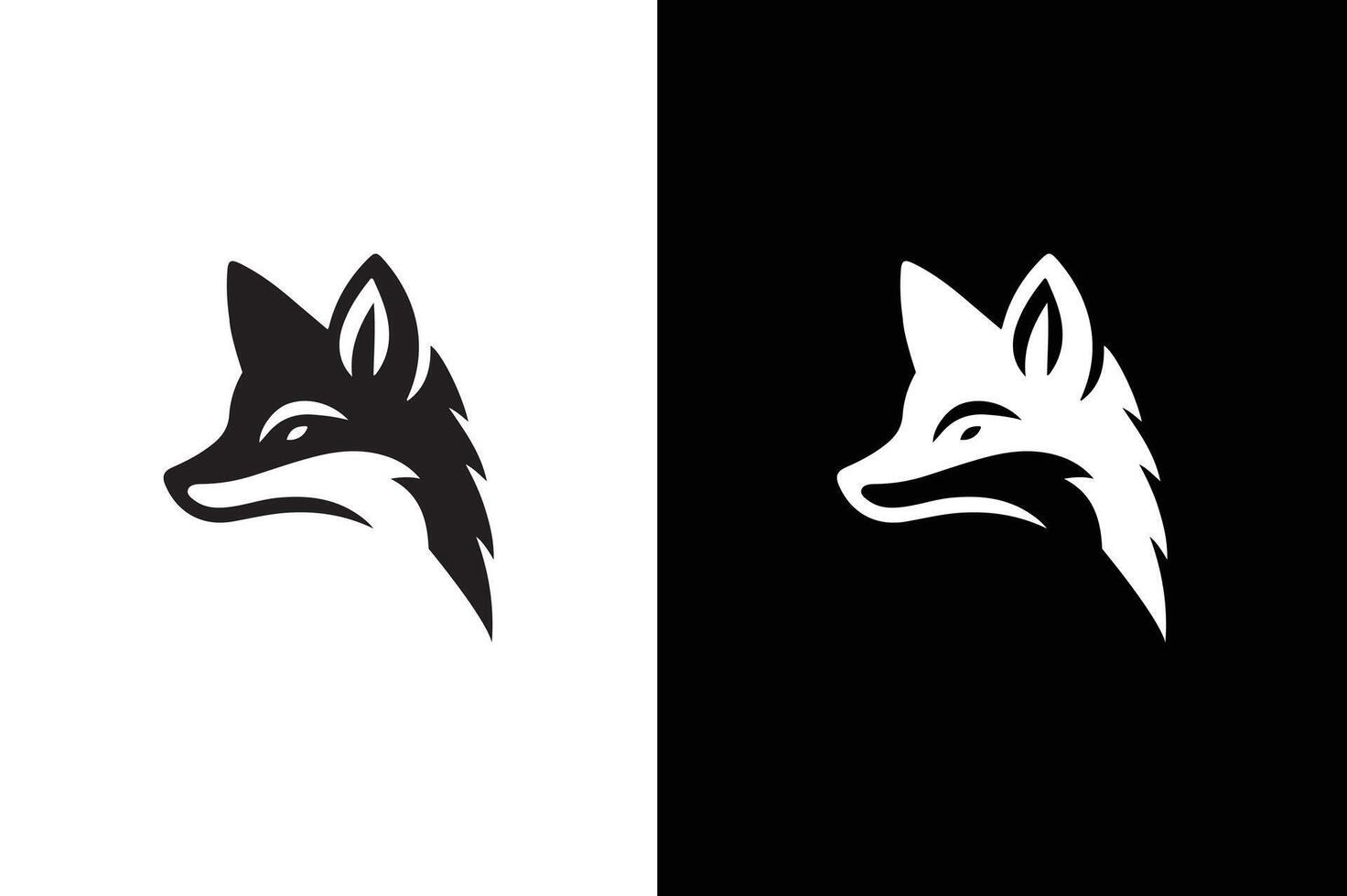 Fox icon silhouette isolated images of wild animals. Fox silhouette isolated on white black vector