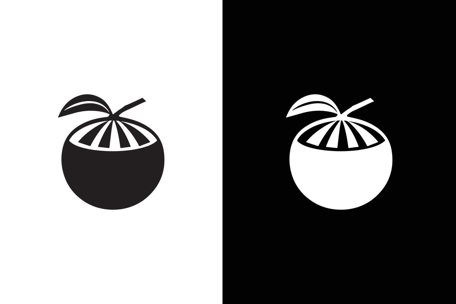 Coconut icon silhouette symbol template for graphic and web design collection logo illustration black white background. vector
