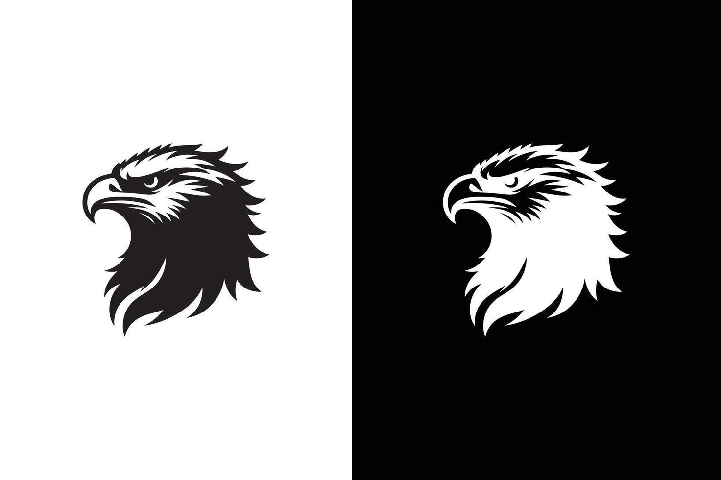 Eagle silhouette illustration. Eagle had, icon design black white background. vector