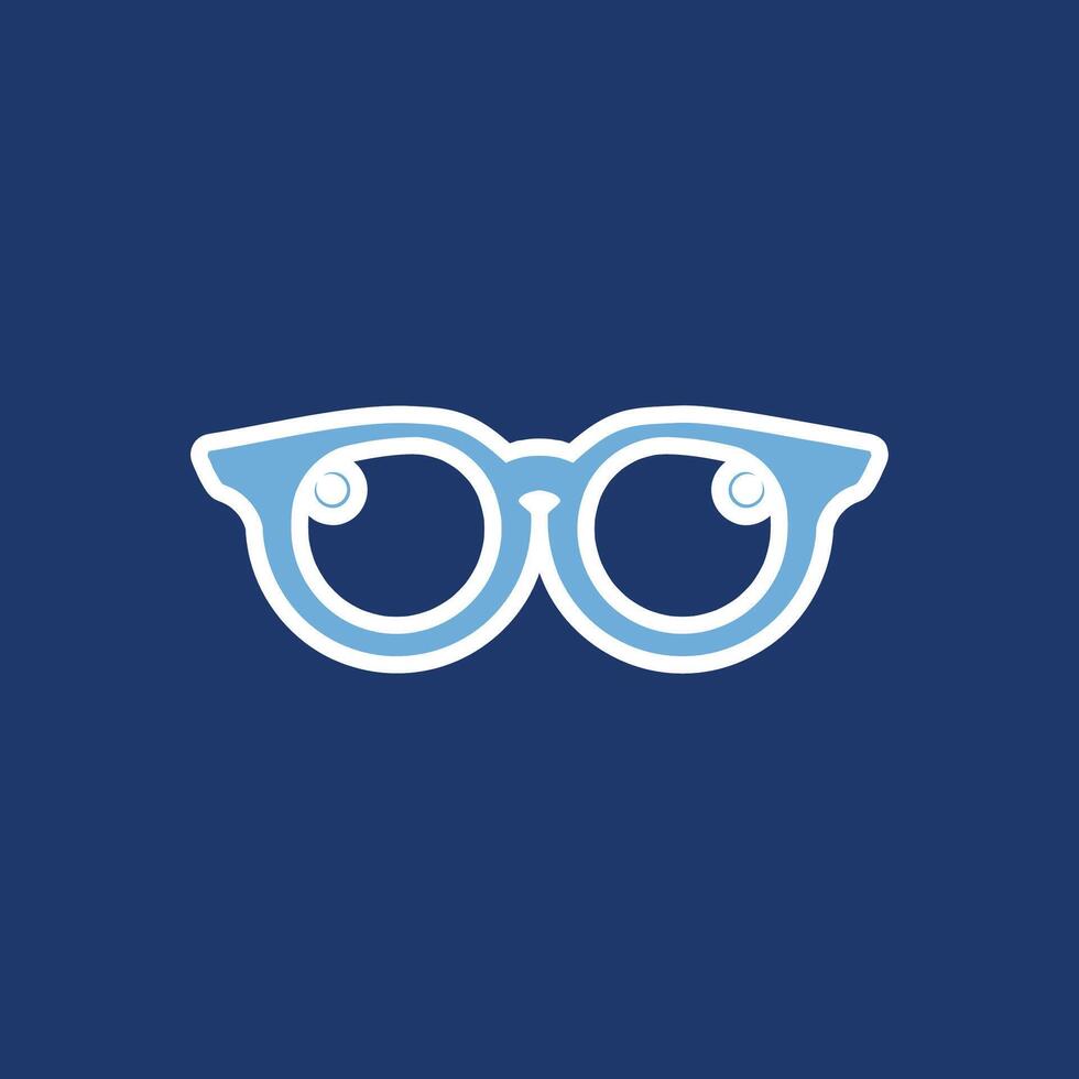 Glasses single icon with blue frame vector