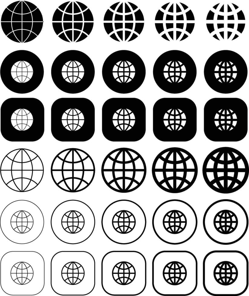Website Black Solid and Outline Icon Set vector