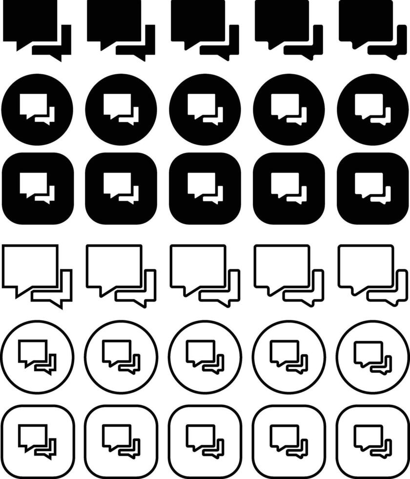 Chat Black Solid and Outline Icon Set vector