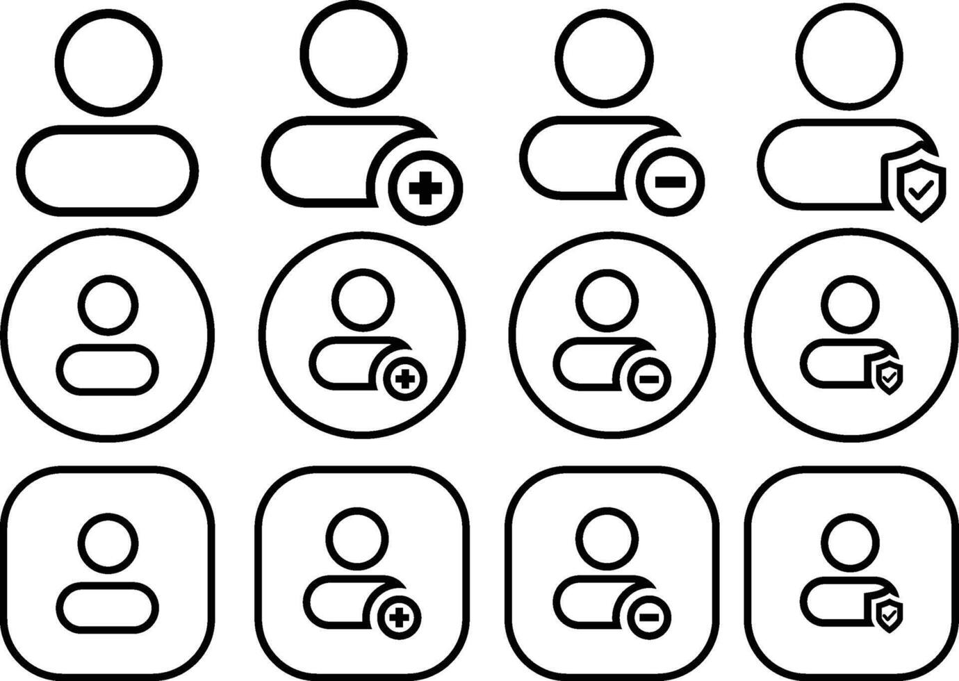 Account Black Outline Icon Set vector