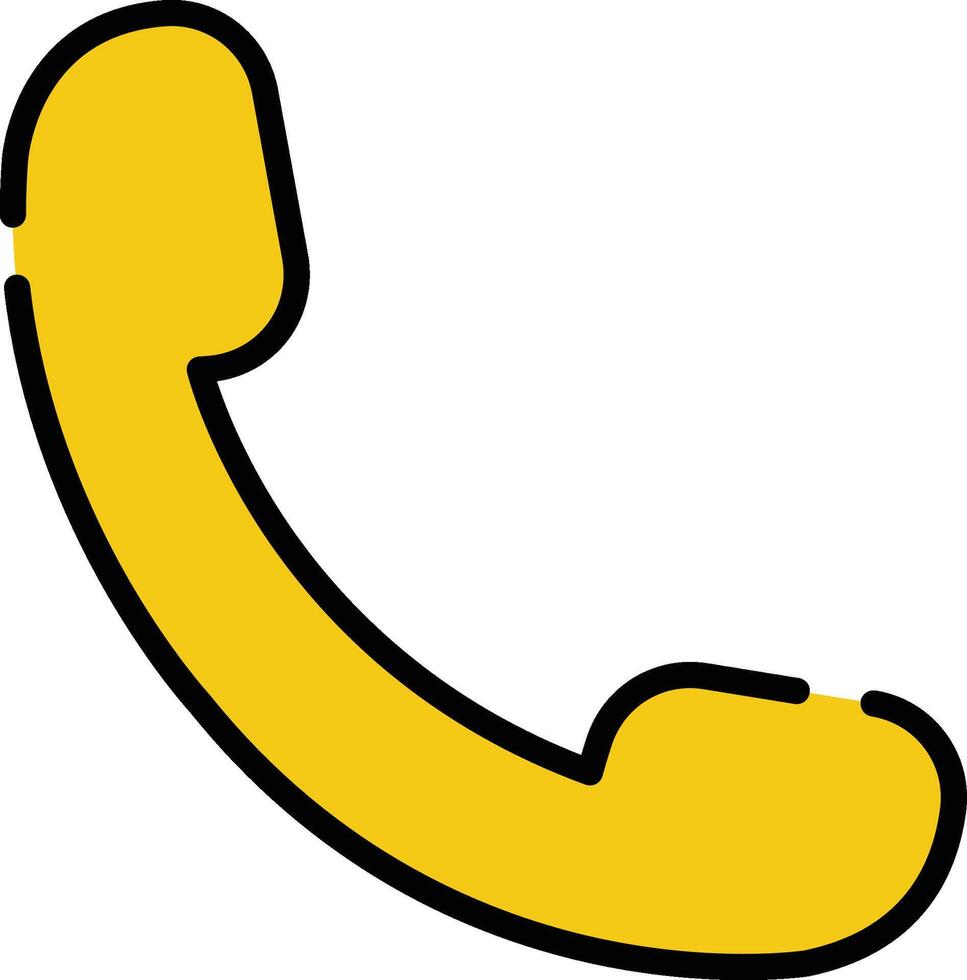 Phone Yellow Solid Icon with Black Outline vector