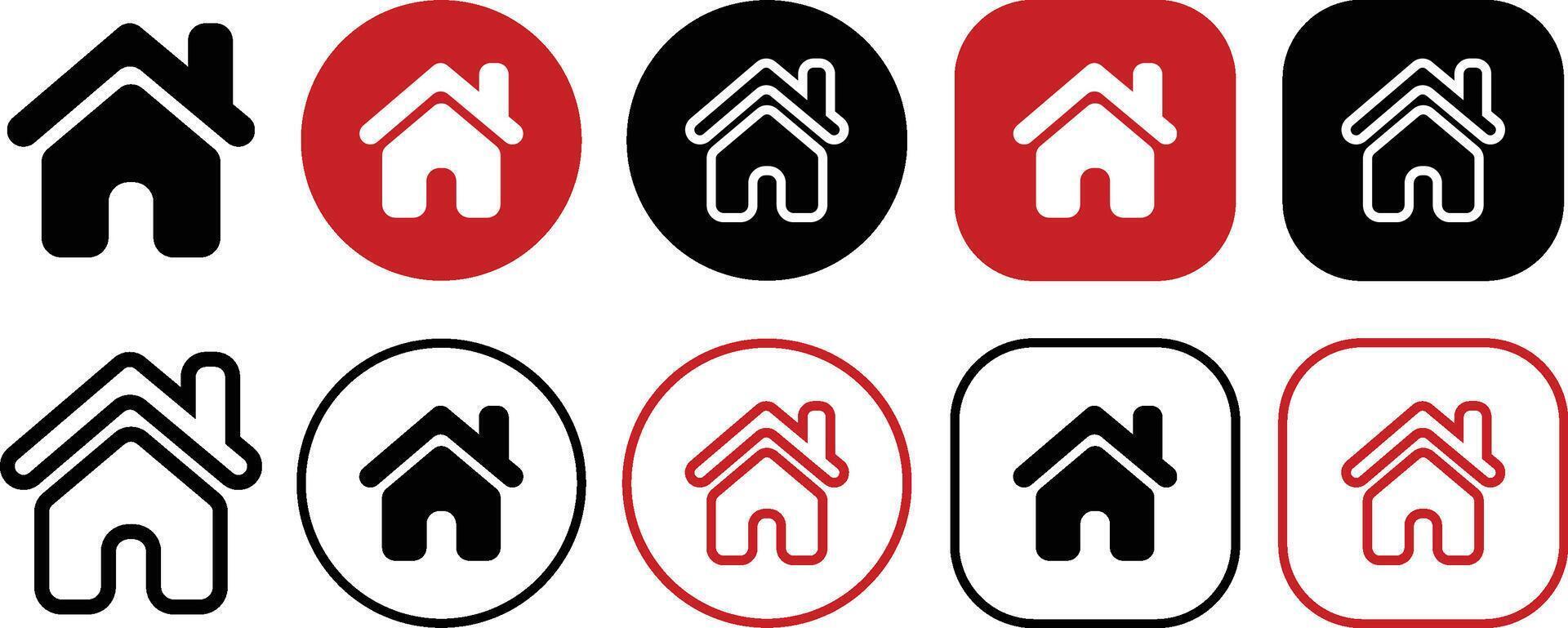 Home Roof Chimney Icon Set vector