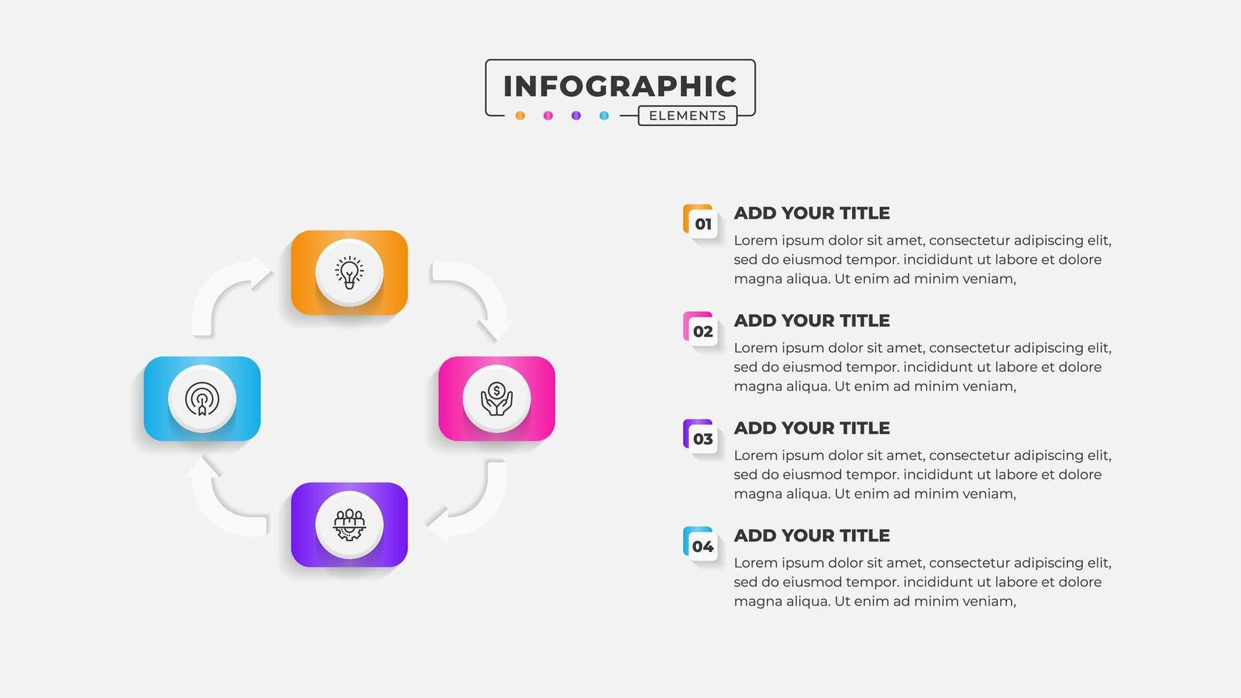 Business process infographic design template with 4 steps or options vector