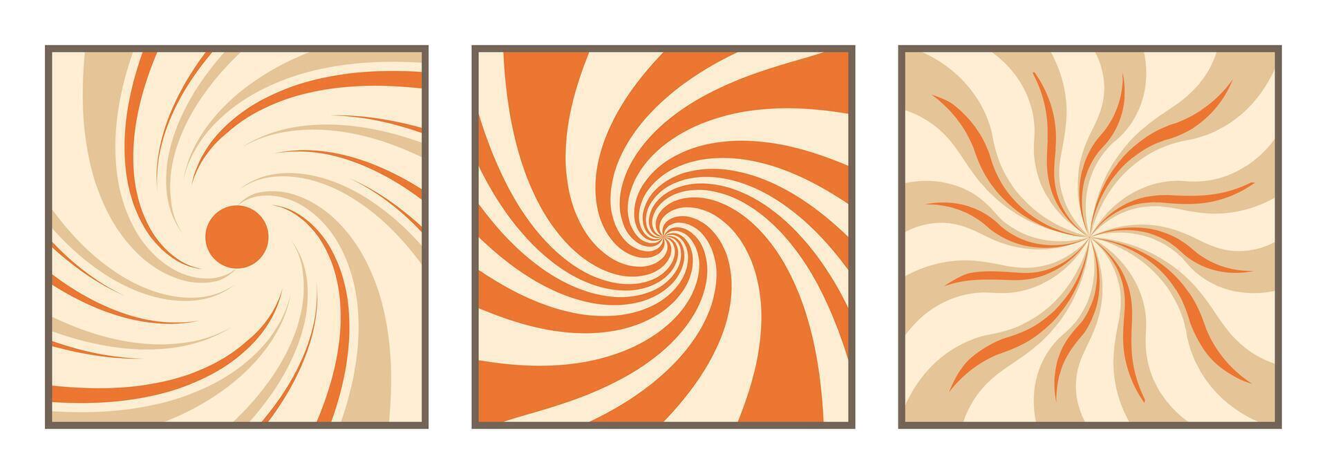 Set of groovy backgrounds. Funky cover design. Abstract square posters in retro style vector