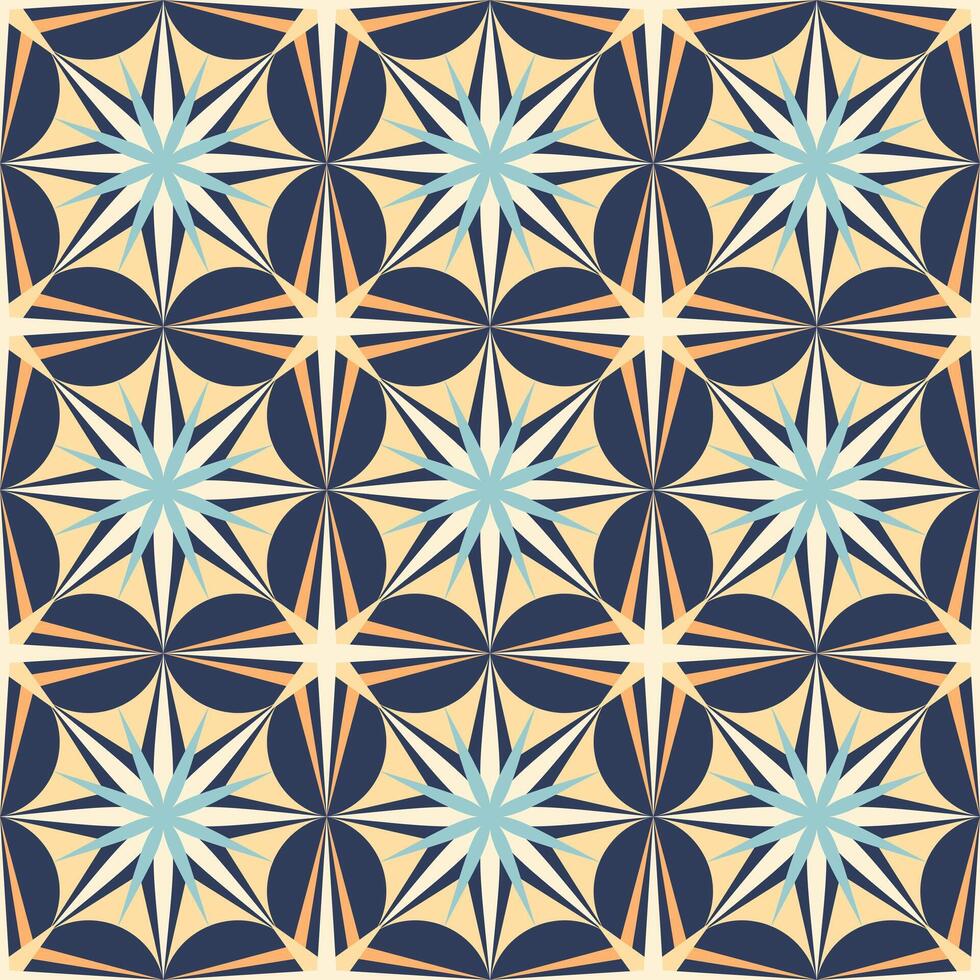 Geometric seamless pattern of square tile. Traditional decorative ornate azulejos. vector
