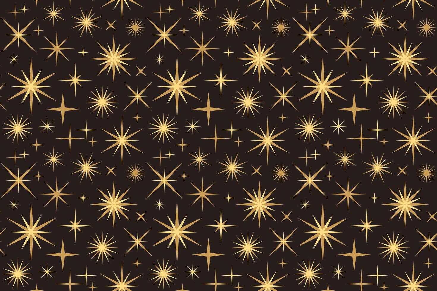 Magical starry night sky background. Seamless pattern with gold star design elements. vector
