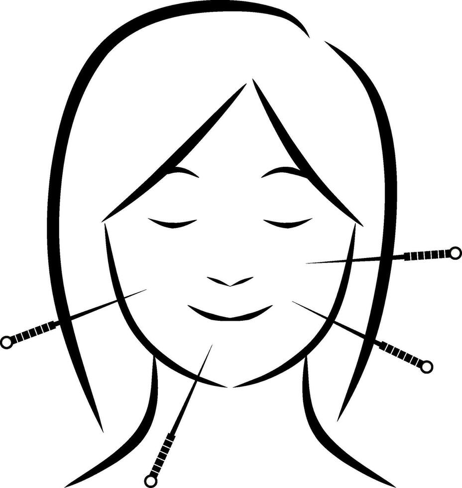 Acupuncture icon. Spa sign. Acupuncture needles symbol. flat style. ear acupuncture. facial slimming wellness knee acupuncture vector