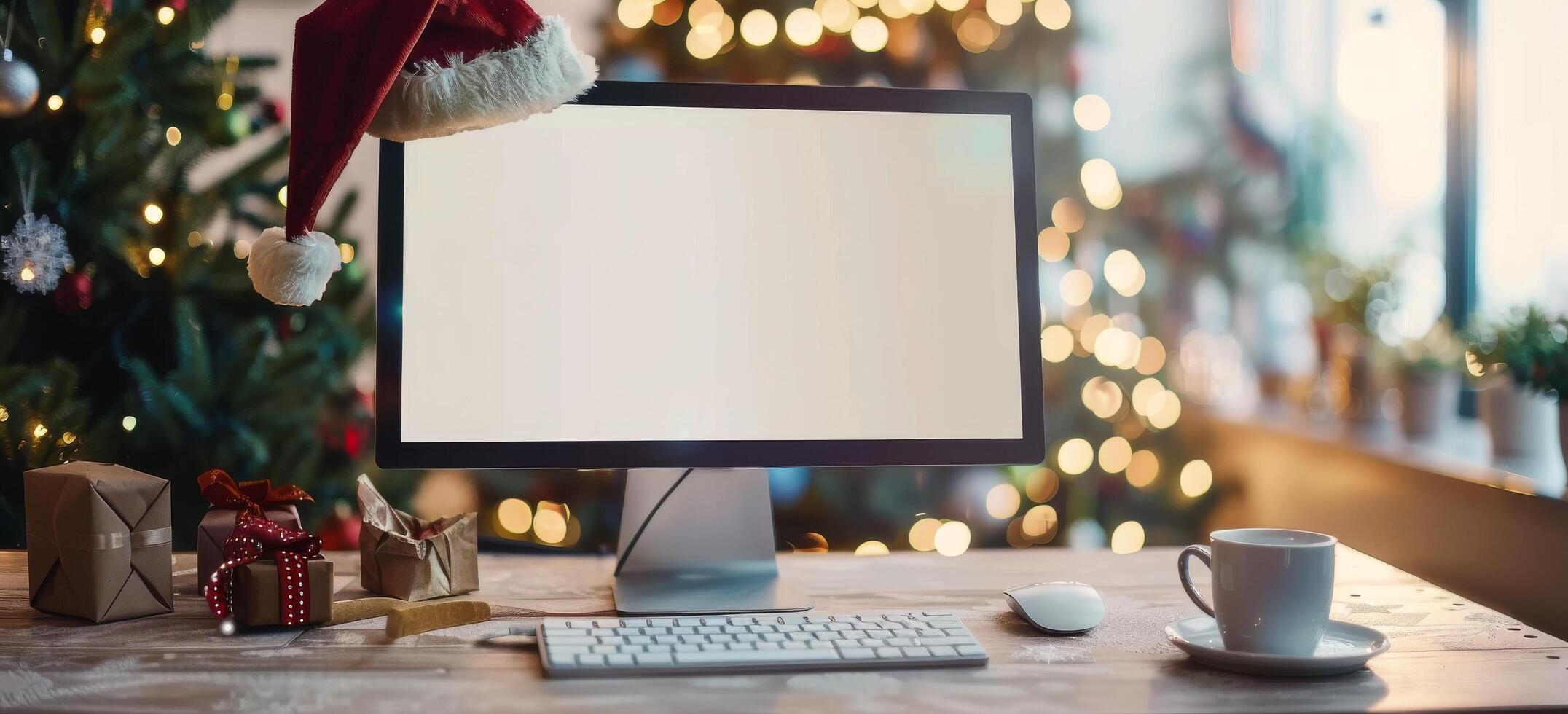 Christmas Desktop With Santa Hat photo