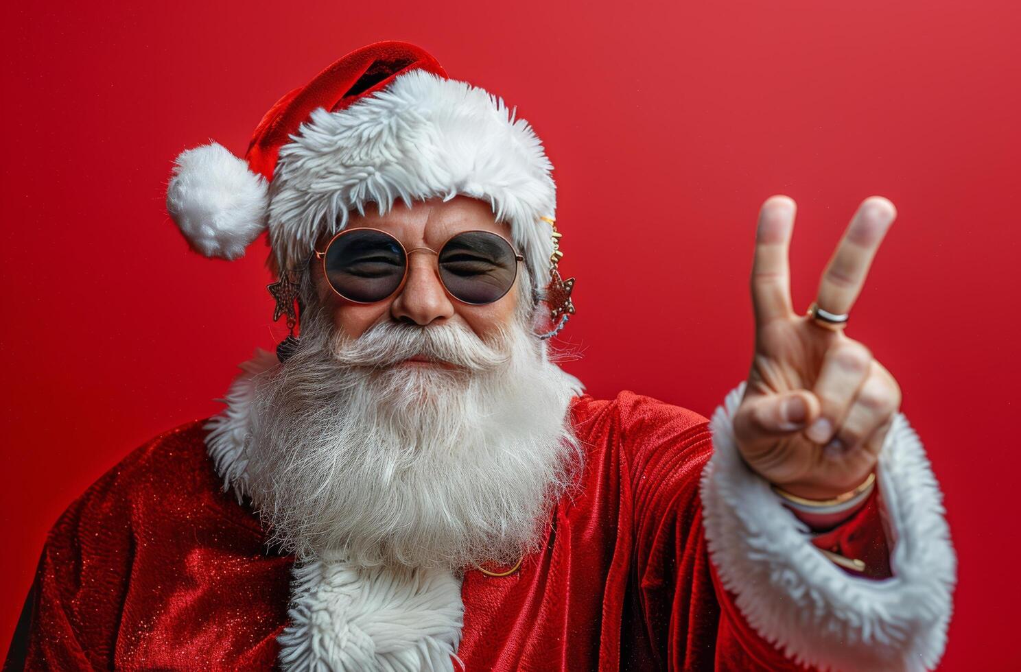 Santa Claus Makes Peace Sign photo