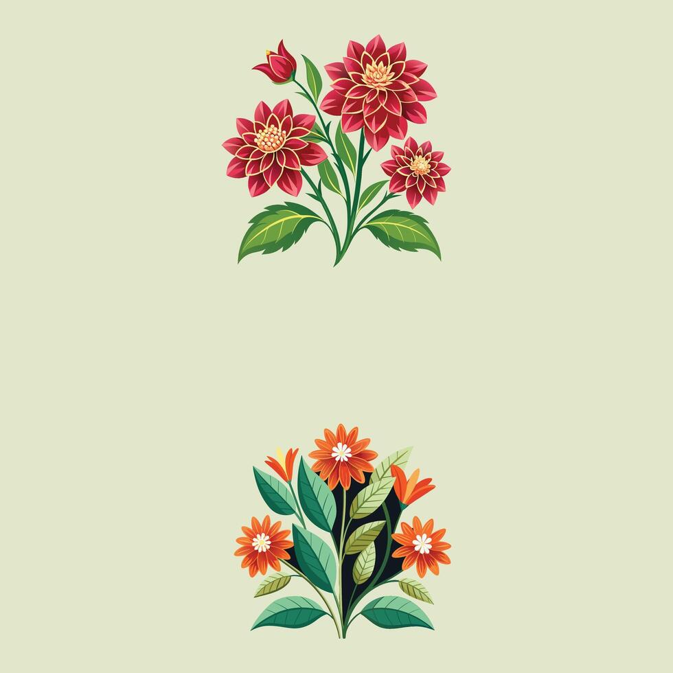 Creative set with flowers Design. vector