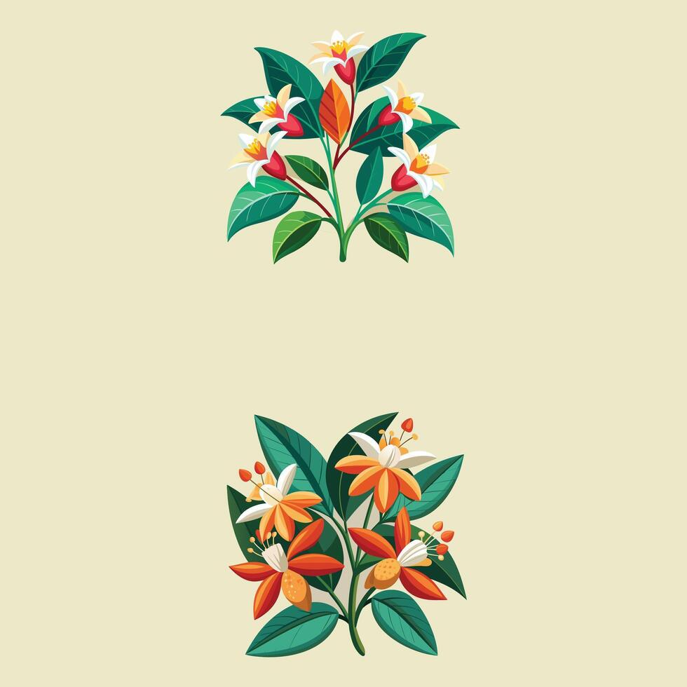 Creative set with flowers Design. vector