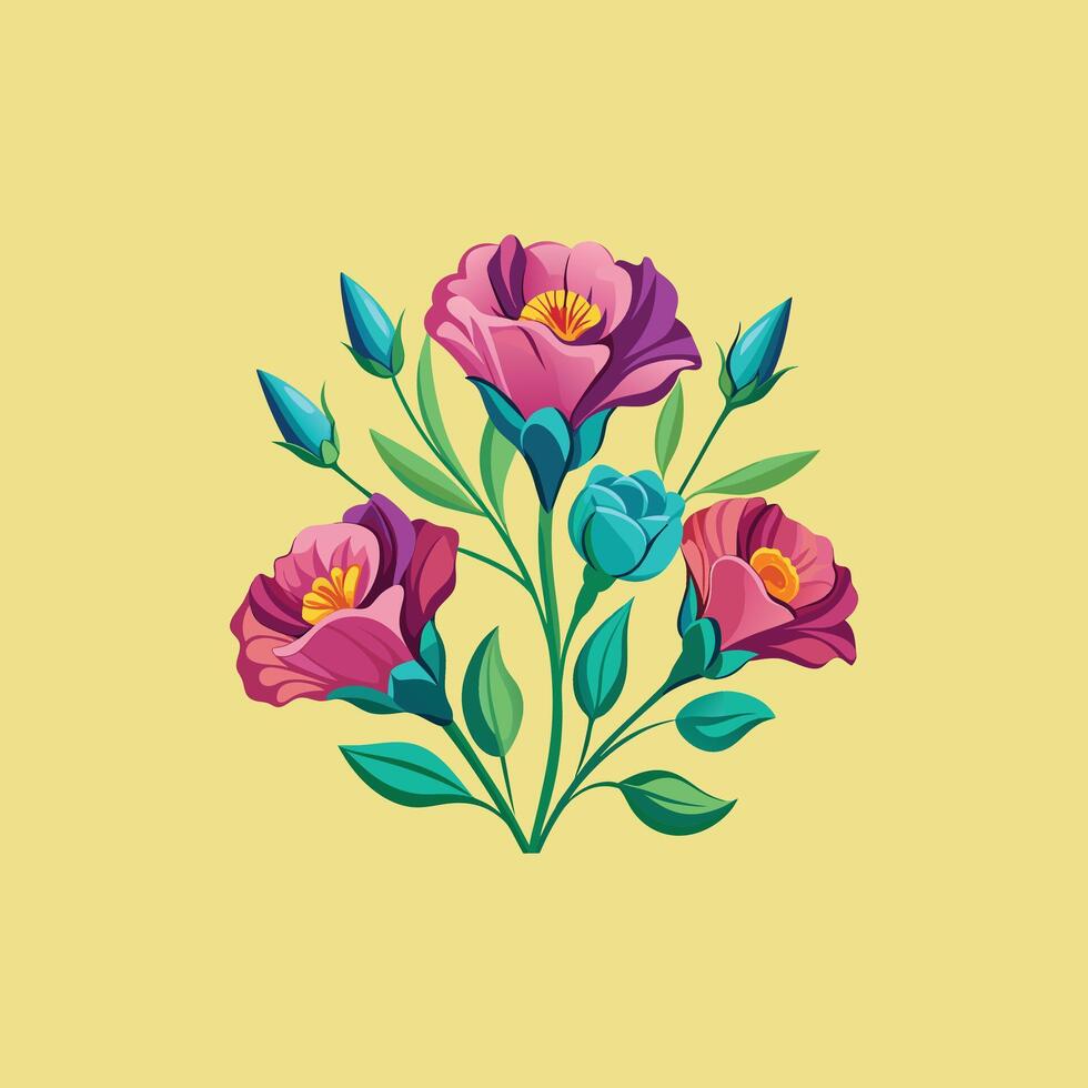 Creative set with flowers Design. vector