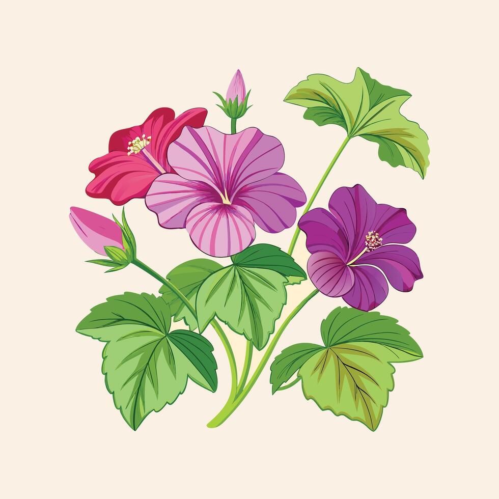Creative Botanical set with flowers Design. vector