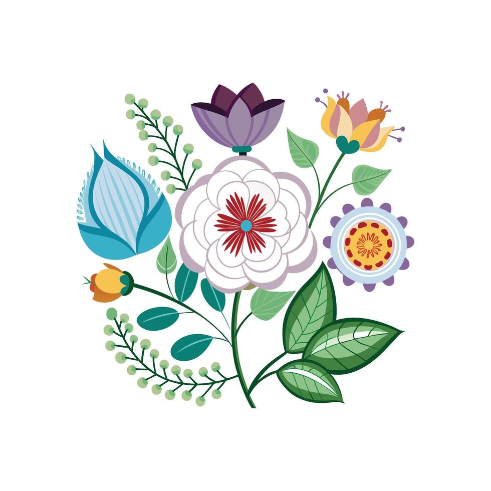 Creative Botanical set with flowers Design. vector