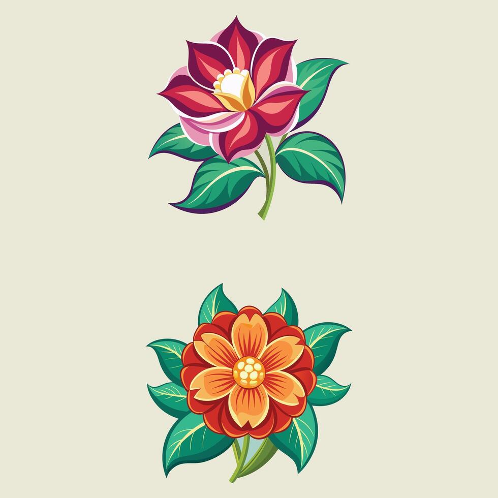 Creative Botanical set with flowers Design. vector