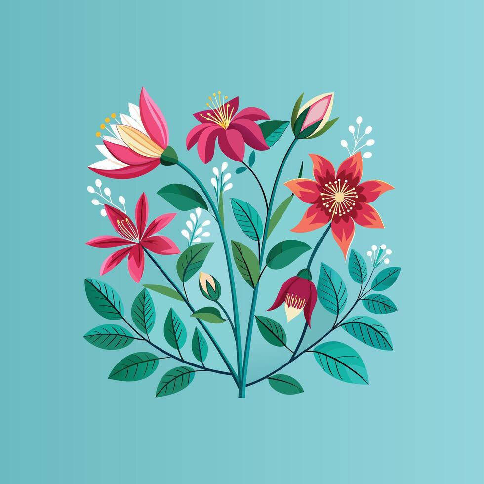 Creative set with flowers Design. vector