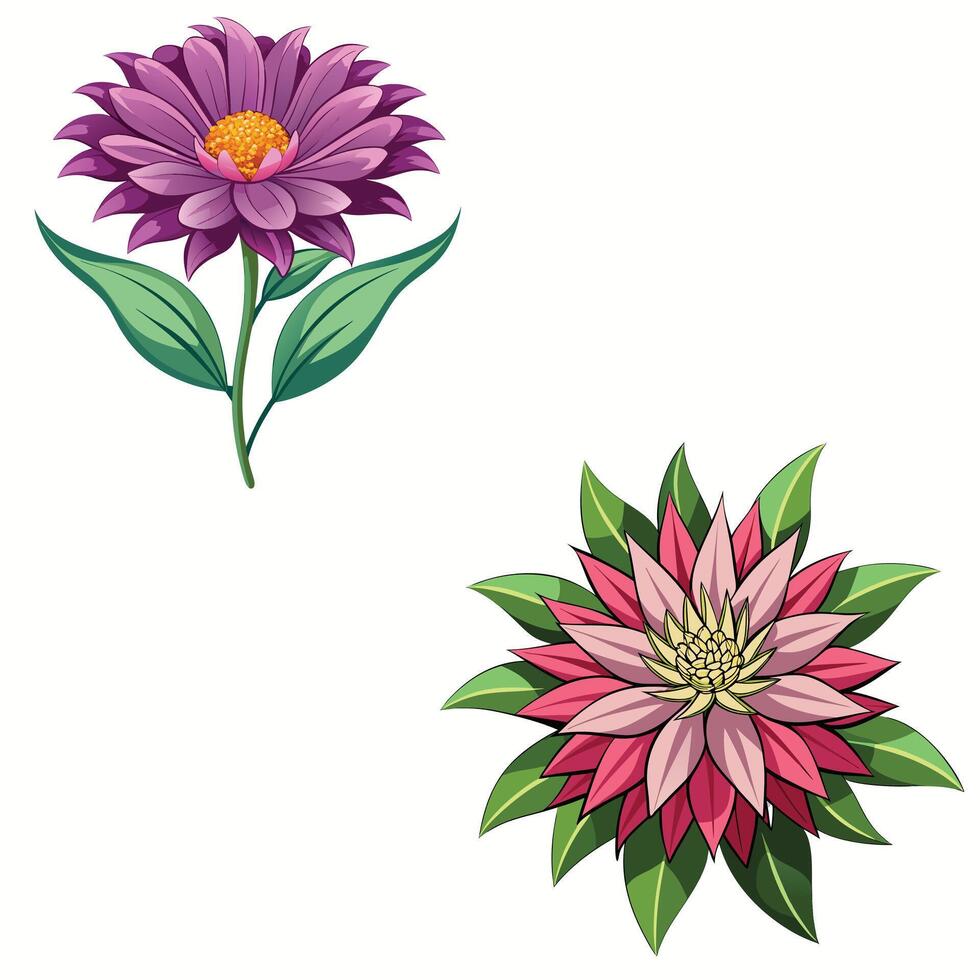 Creative Botanical set with flowers Design. vector
