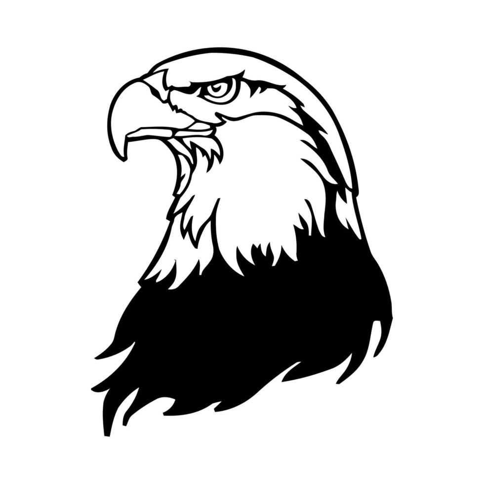 an eagle head is shown in black and white vector