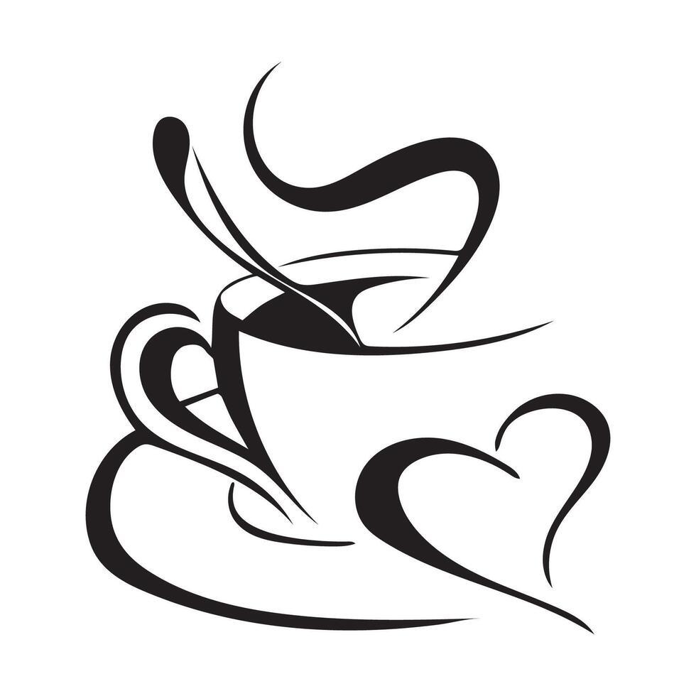 a cup of coffee with a heart shape on it vector