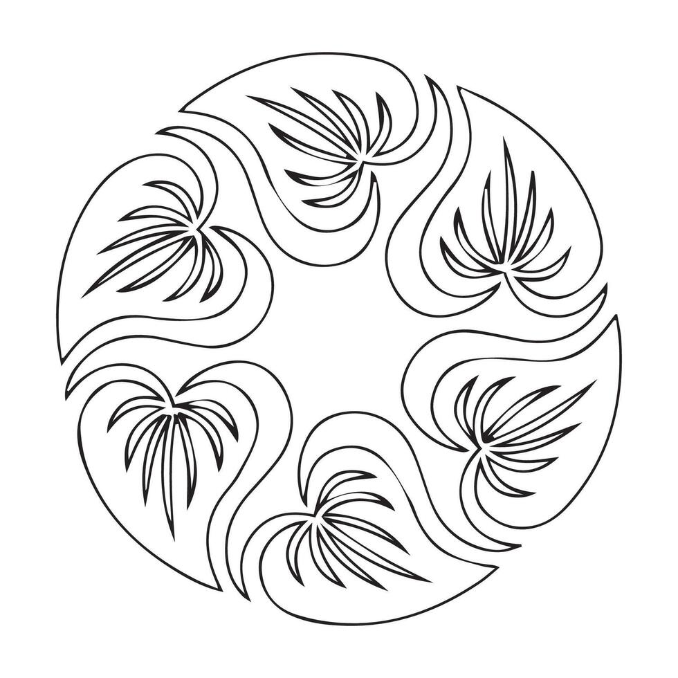 a circular design with four leaves in it vector