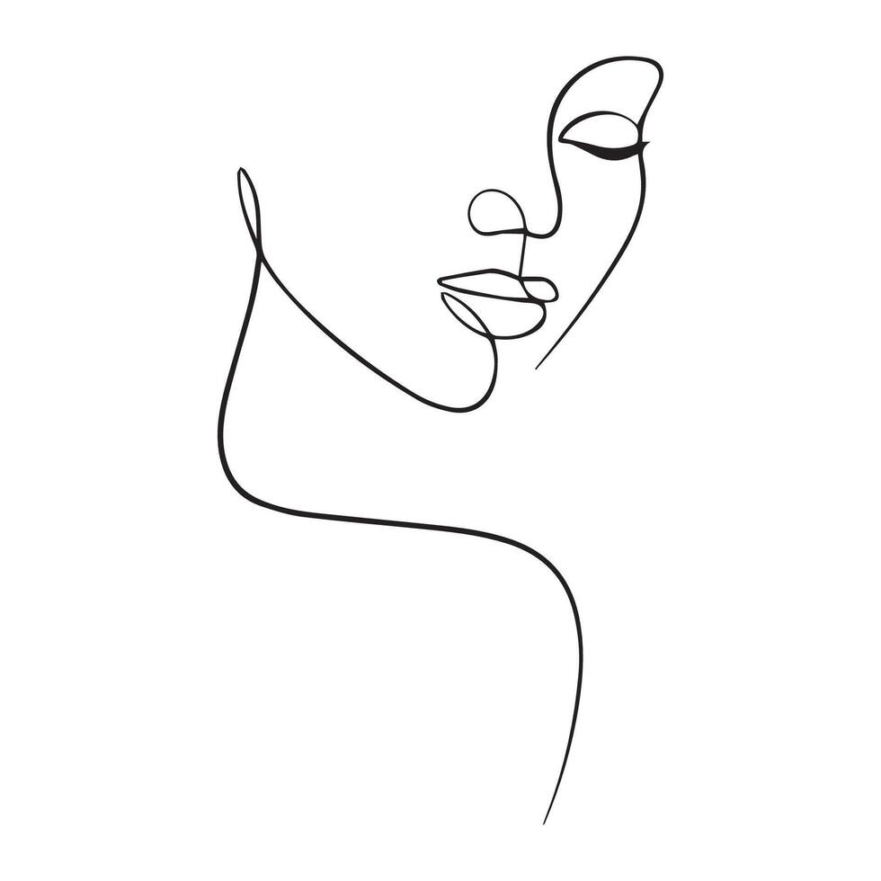 continuous line drawing of a woman's face vector