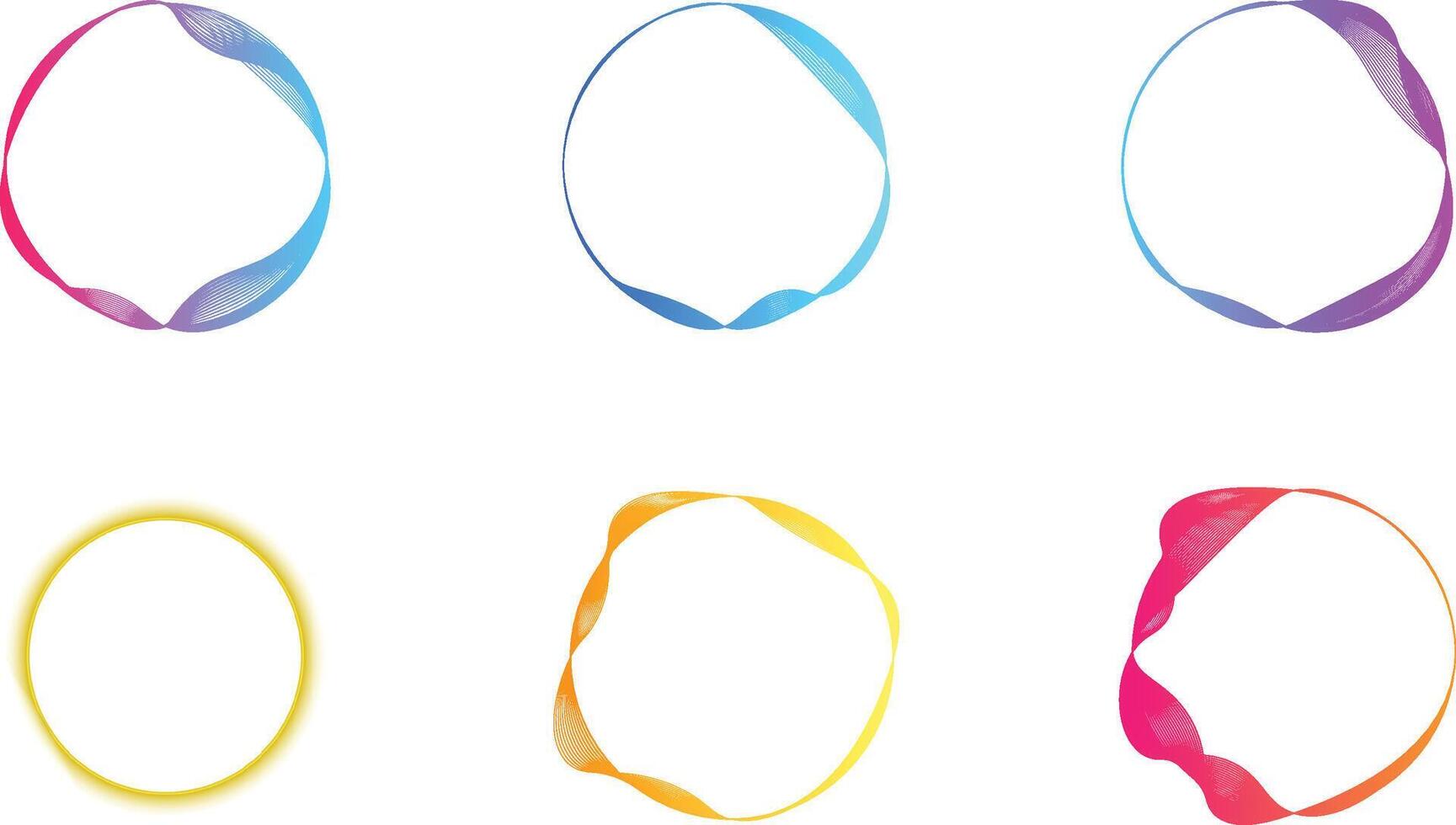 A set of circular frame with wavy lines in various colors. vector