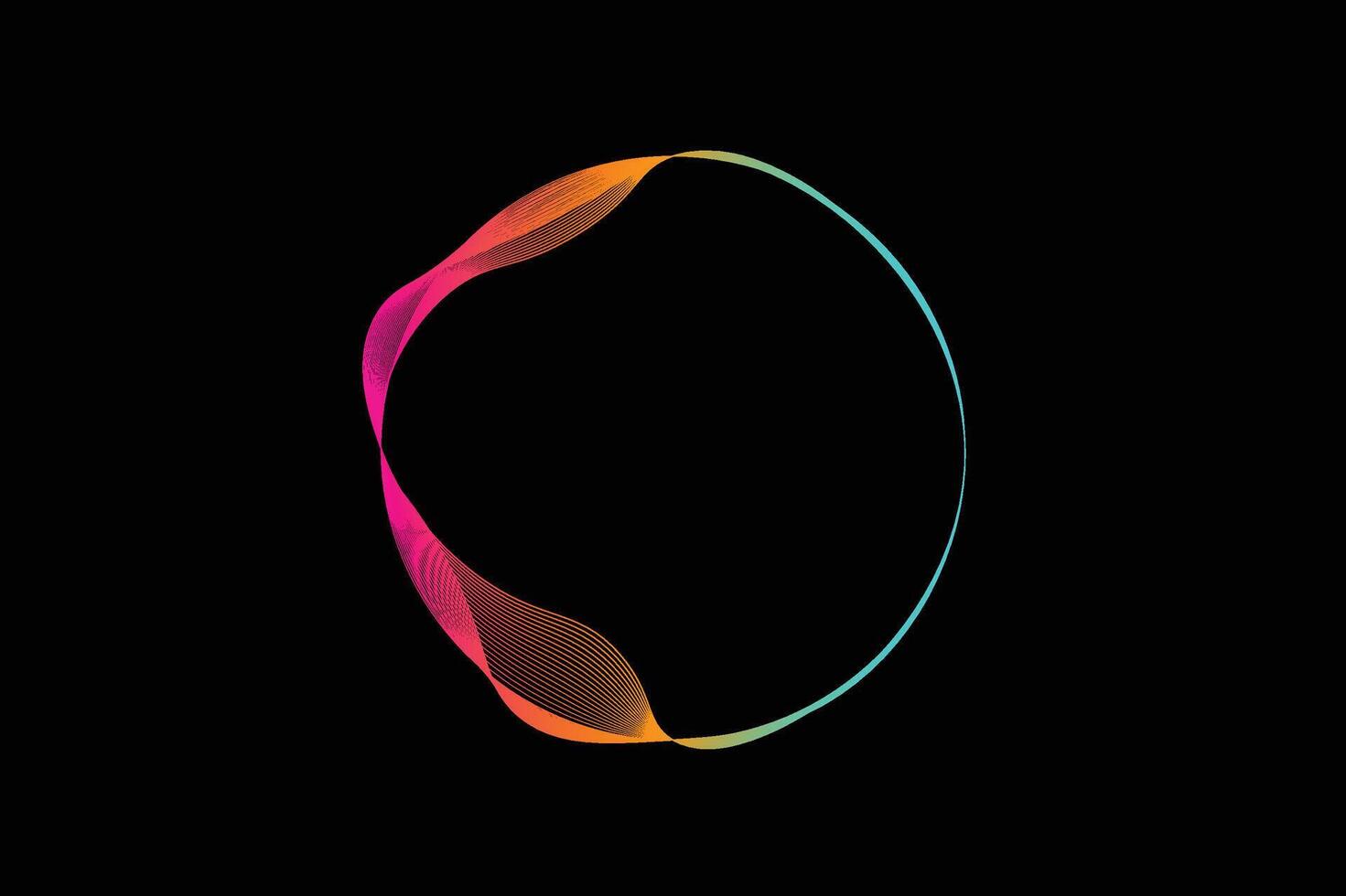 An abstract frame in a circular shape with rainbow colors. Ideal for creative and artistic designs. vector