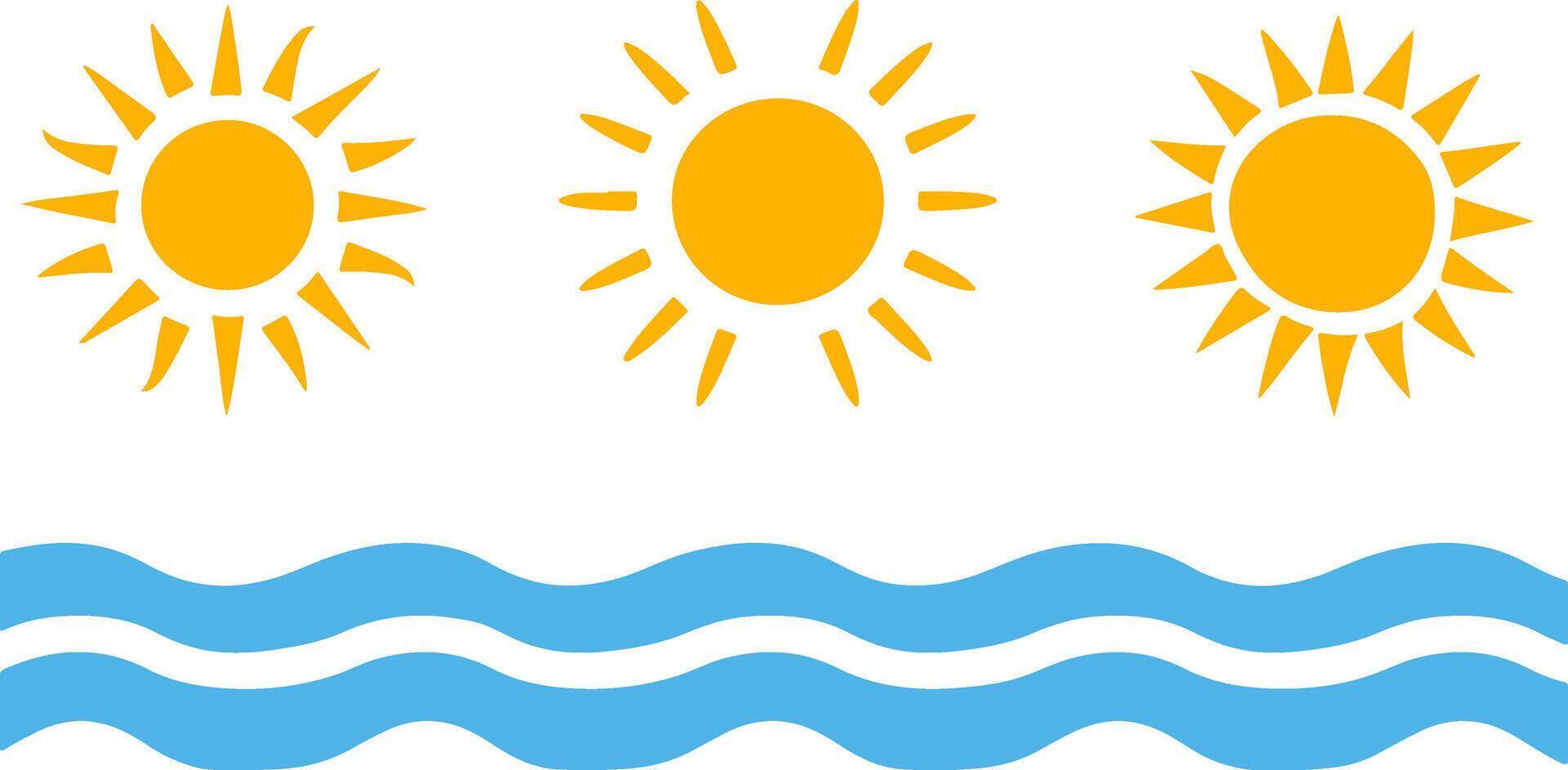 Flat Logo Set Sunset Over Ocean with Summer Elements vector
