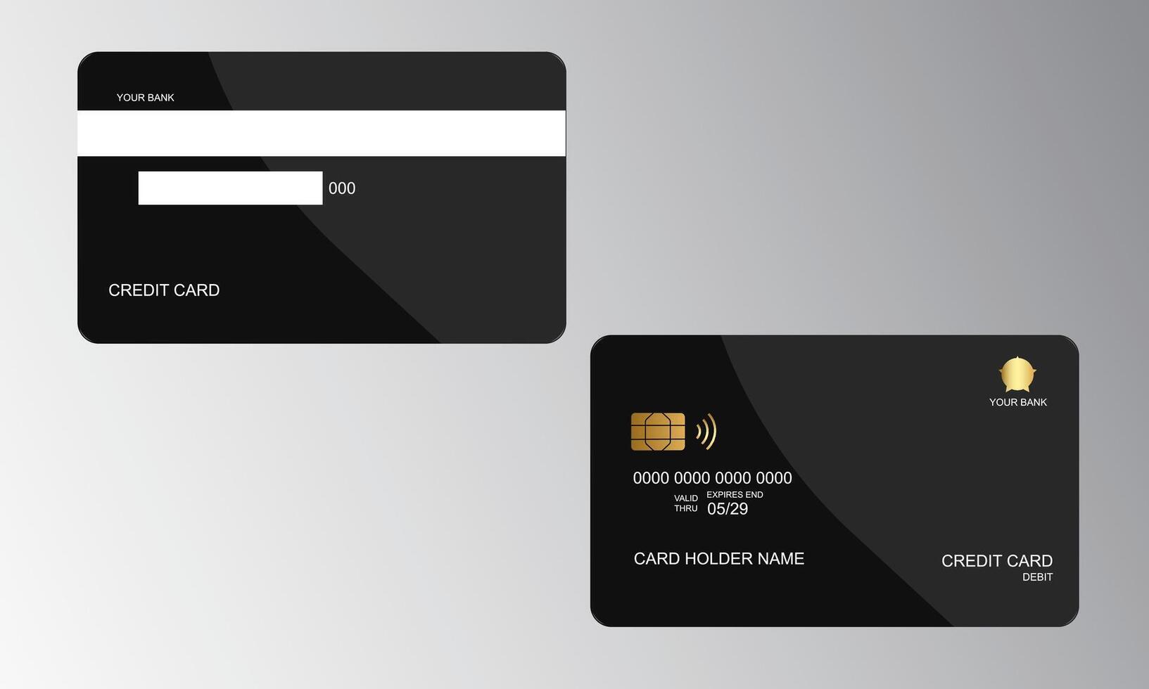 Set of Credit Cards Black Color vector