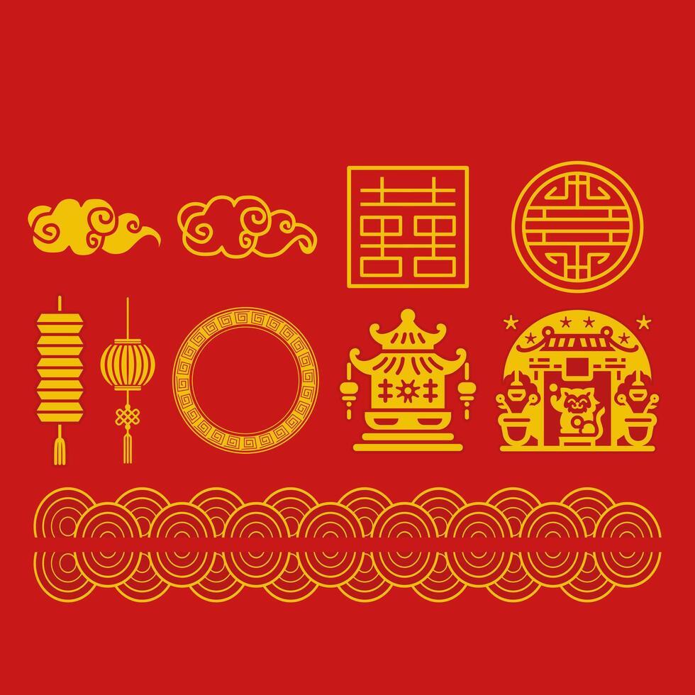 chinese new year ornament icon vector